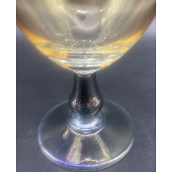 VTG Iridescent AMBER Wine Water Glasses Goblets 7.5”  RARE Set of 5 - Picture 5 of 5
